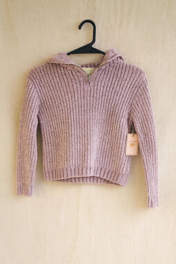 Btween Kids 5 Lilac Chenille Hoodie Sweater Metallic Knit NWT Holiday Cozy